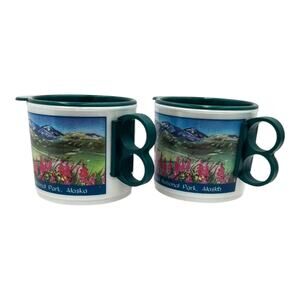 Denali Alaska 8 oz Travel Coffee Mug Cup & Lid Whirley's USA Vintage‎ 1990’s EUC